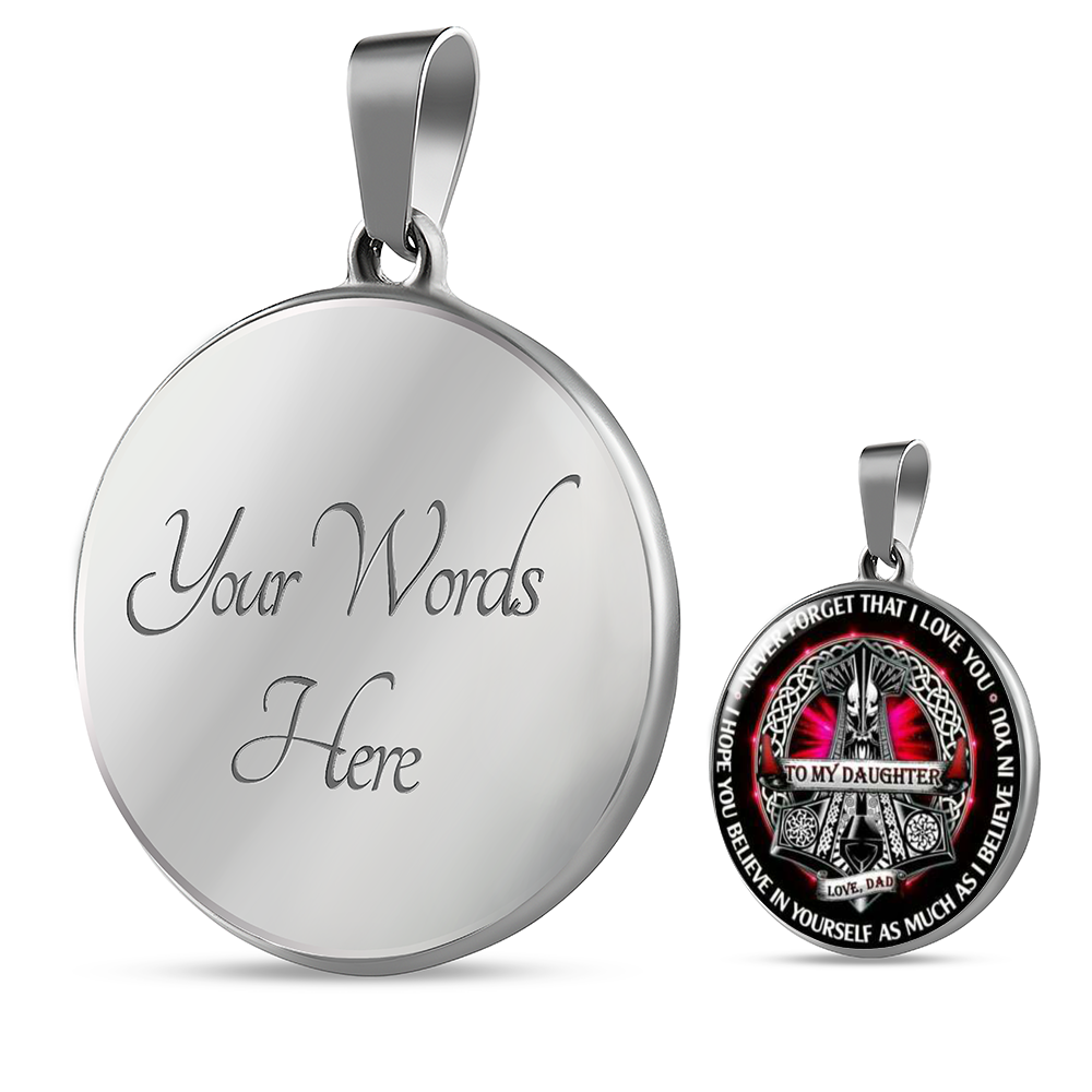Viking Dad To Daughter Necklace Gifts - Never Forget That I Love You