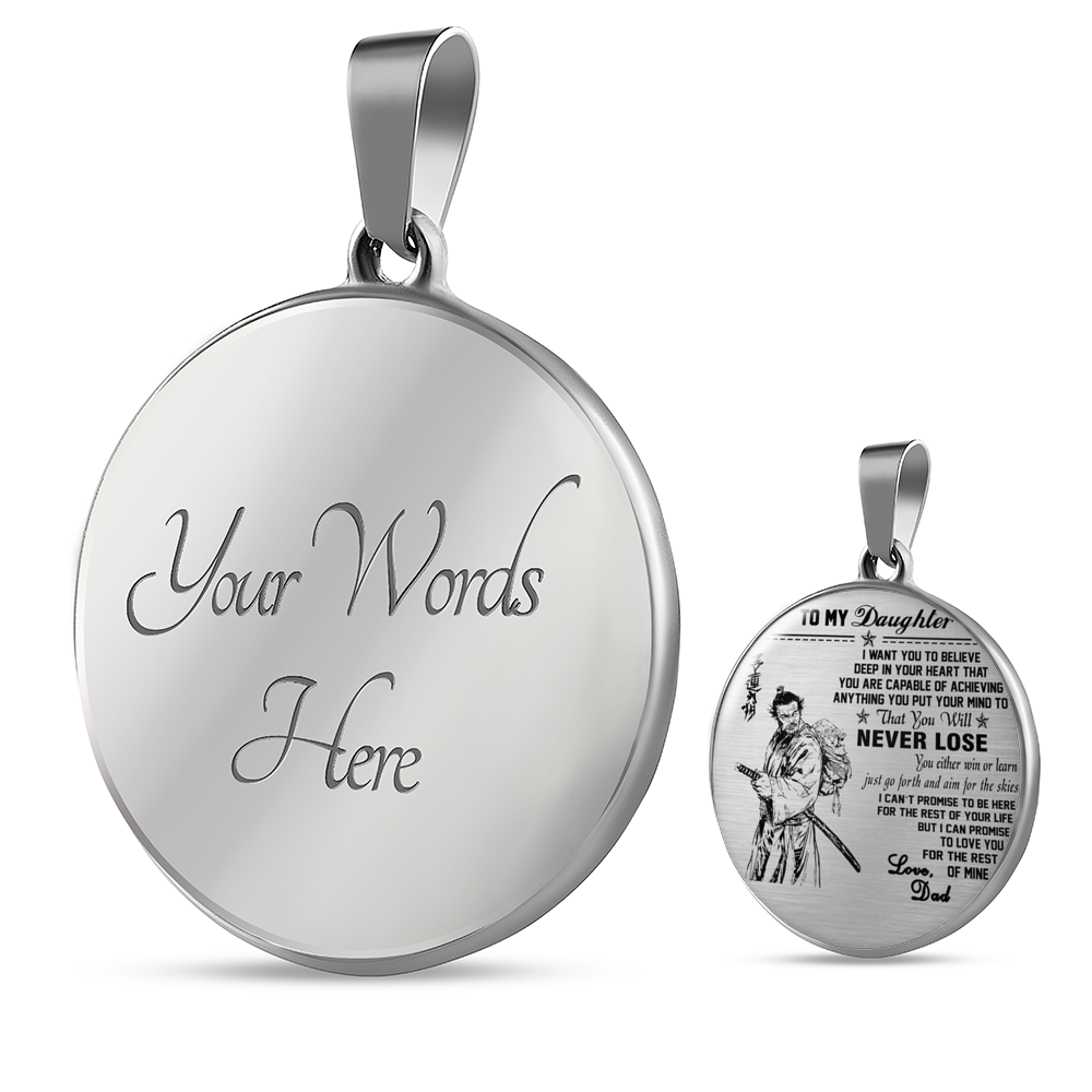 Vuvuzi Tee to My Daughter Necklace Japan - Samurai Dad & Daughter Pendant - Gifts from Dad