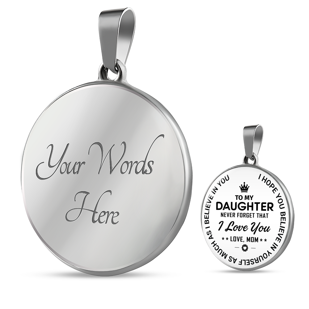 To My Daughter Love Mom Time Gemstone Pendant Necklace