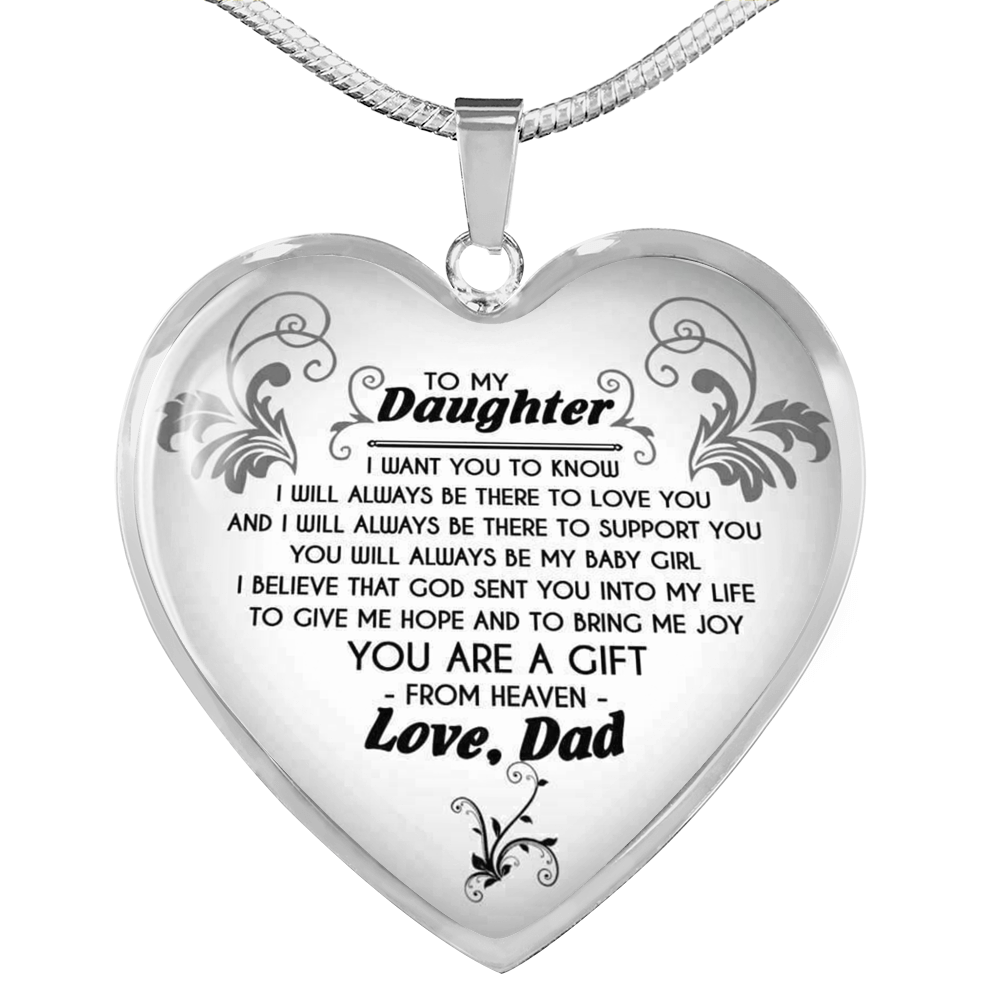 Father And Daughter Necklace Heart Pendant - To My Daughter Necklace Love Dad