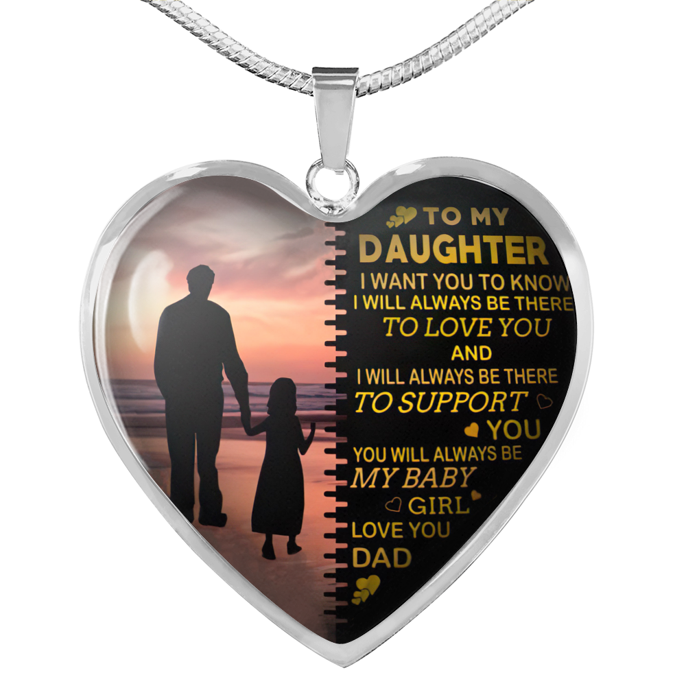 Vuvuzi Tee to My Daughter Necklace Heart from Dad - Gold Pendant Necklace
