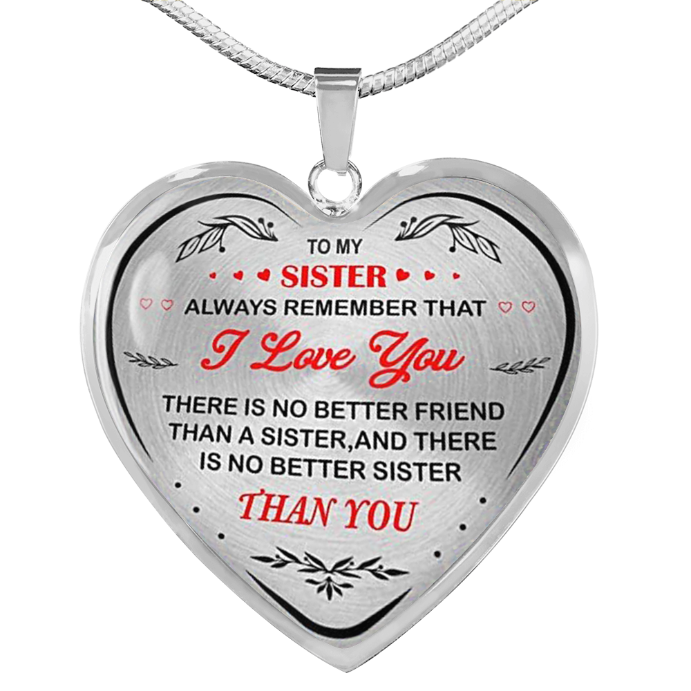ZEN DEAL - to My Sister Necklace Heart Pendant Chain Gift from Brother - I Love You Jewelry - Gold Heart Pendant