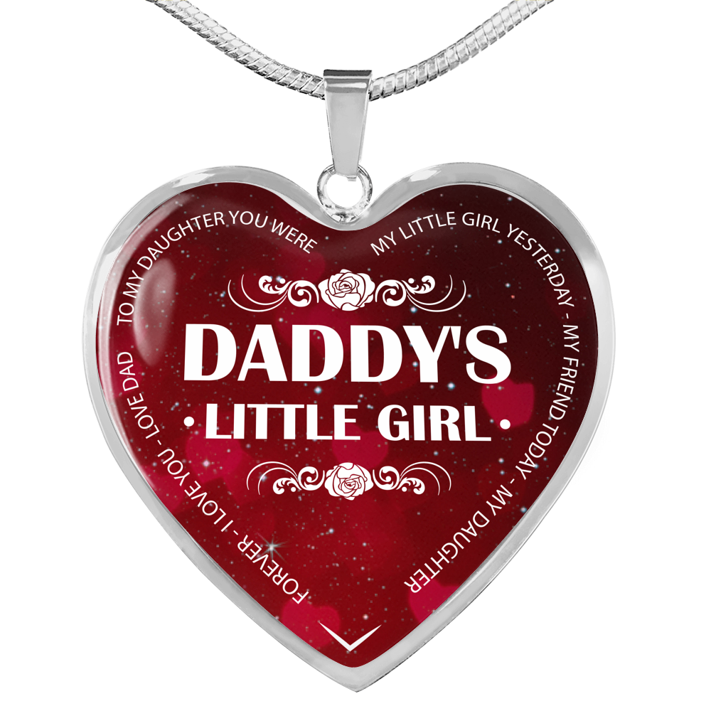 To My Daughter Heart Pendant Necklace - Daddy's Little Girl - Gift for Teen Girl