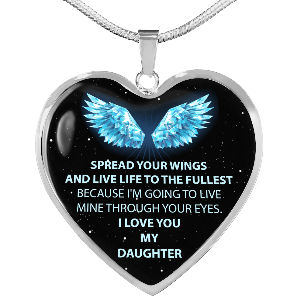 To Our Daughter Necklace - Mom & Dad Love You Heart Pendant - Gift for Teen Girl