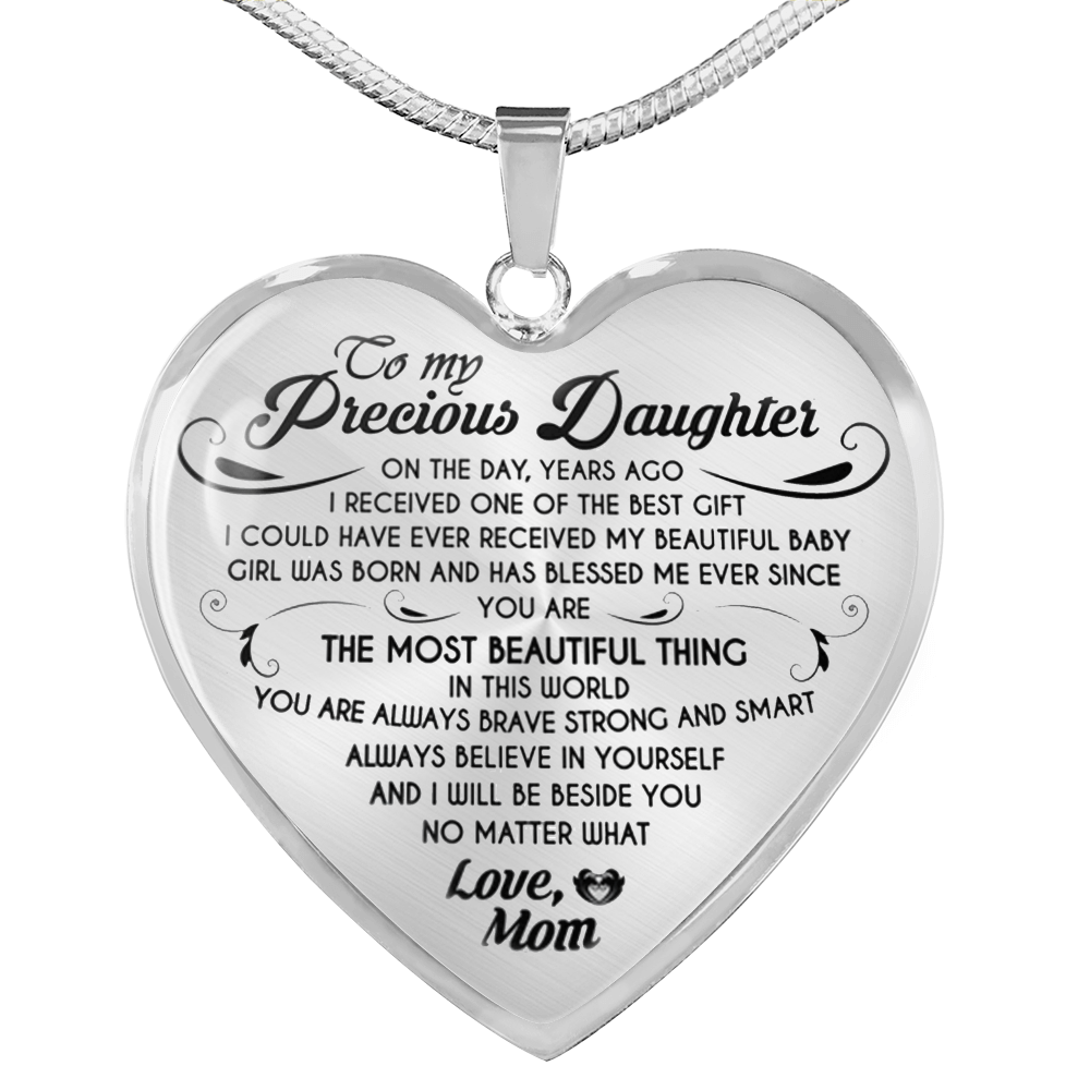To My Daughter Necklace Heart From Mom - I love My Mom Birthday Necklace Gift