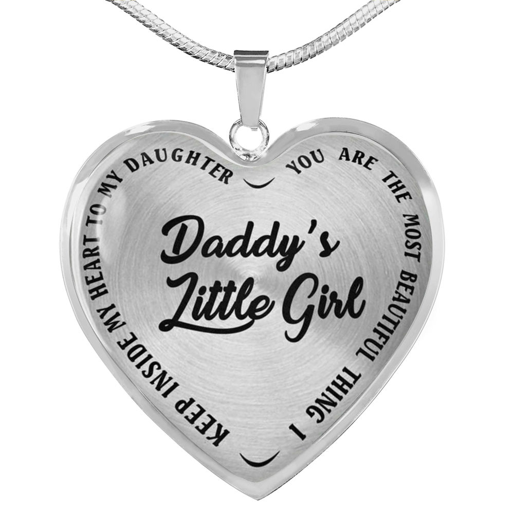 To My Daughter Heart Pendant Necklace - Daddy's Little Girl - Gift for Teen Girl