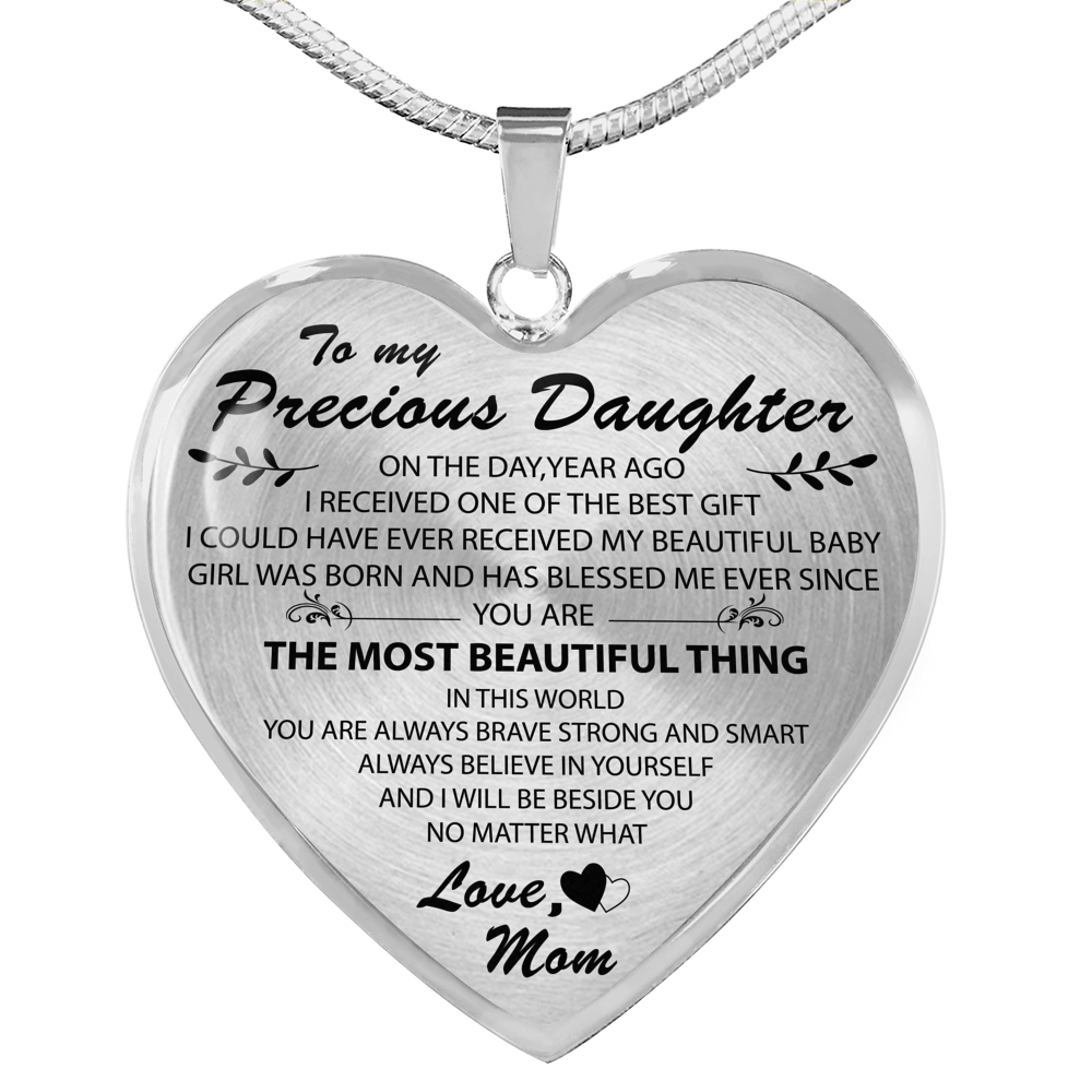 To My Daughter Necklace Heart From Mom - I love My Mom Birthday Necklace Gift