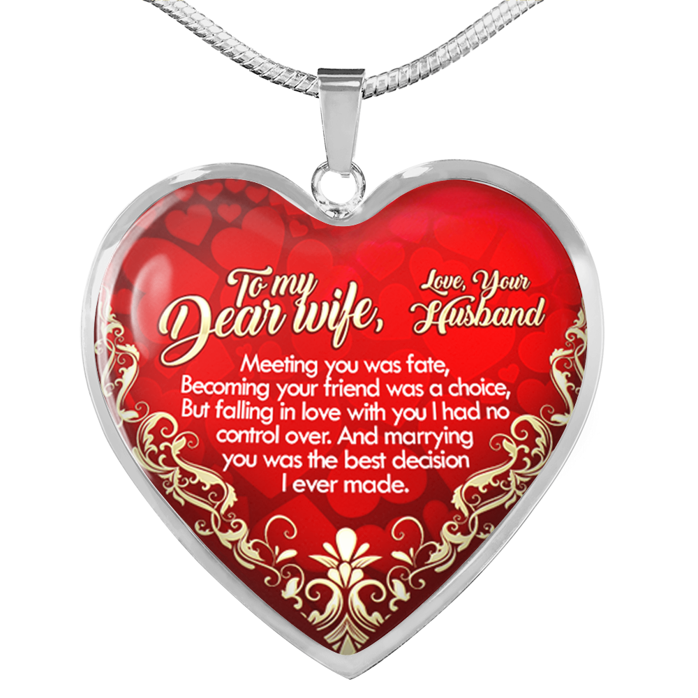 To My WIFE HEART LOVE NECKLACE PENDANT Anniversary Birthday GIFT For Your Wife