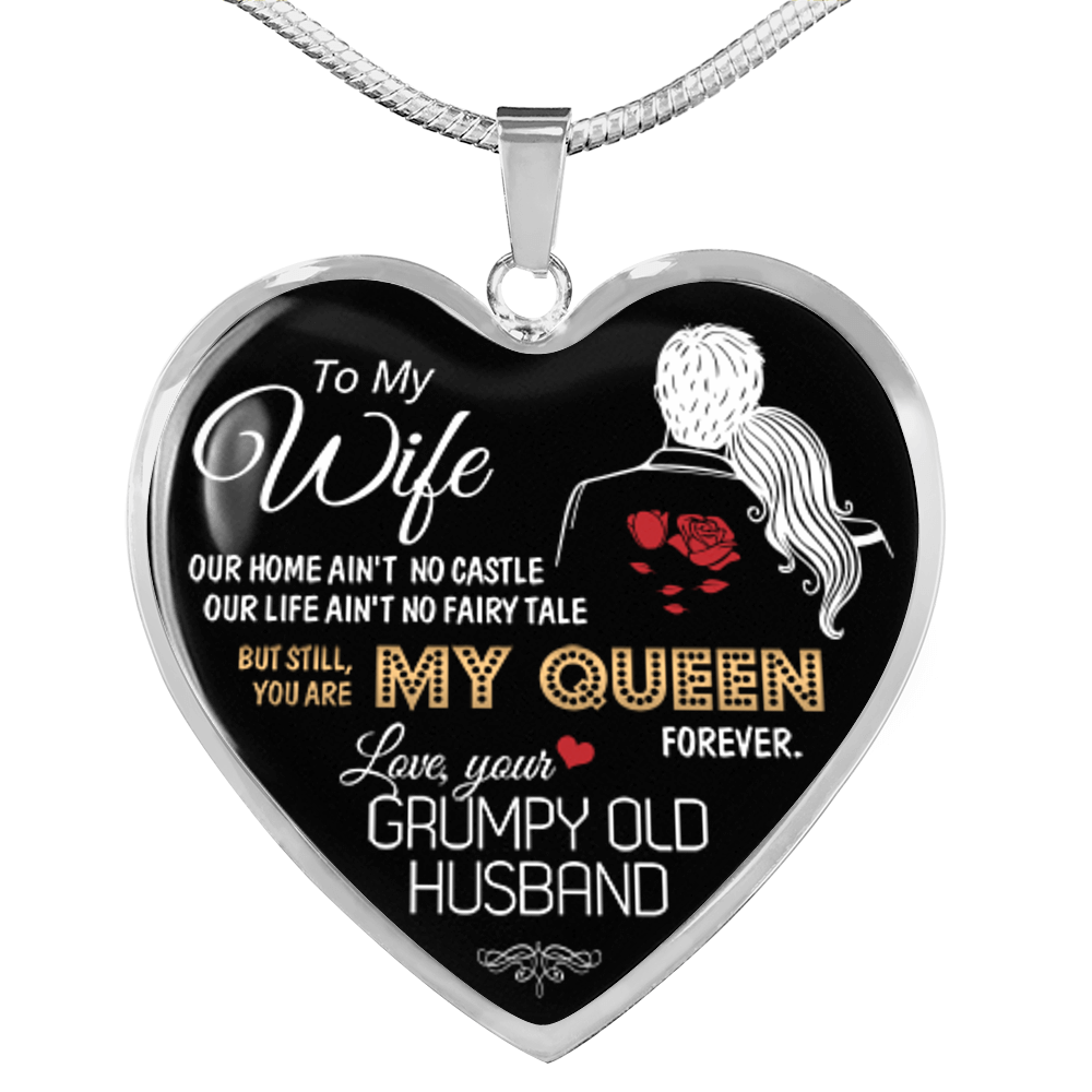 Premium Heart Necklace Anniversary Love Gift For Wife You're my Queen Forever