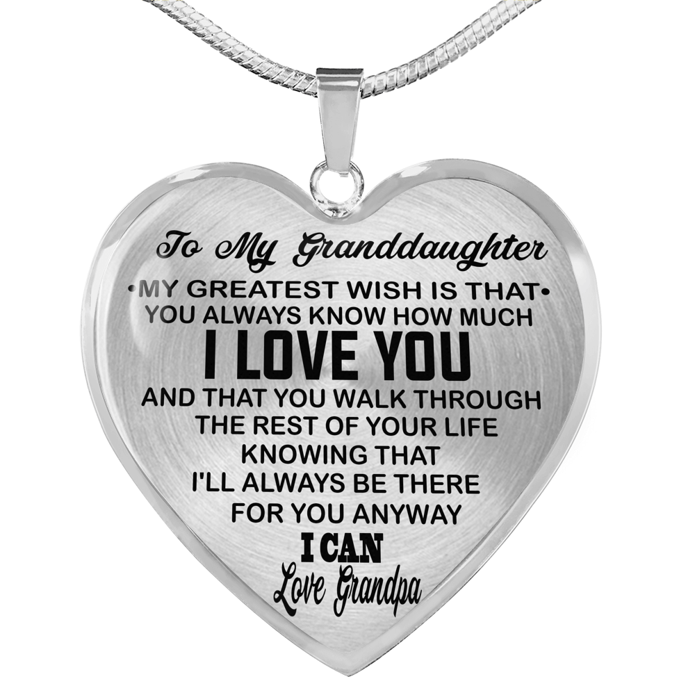 To My Granddaughter Love Dad - Heart Necklace Pendant From Grandpa