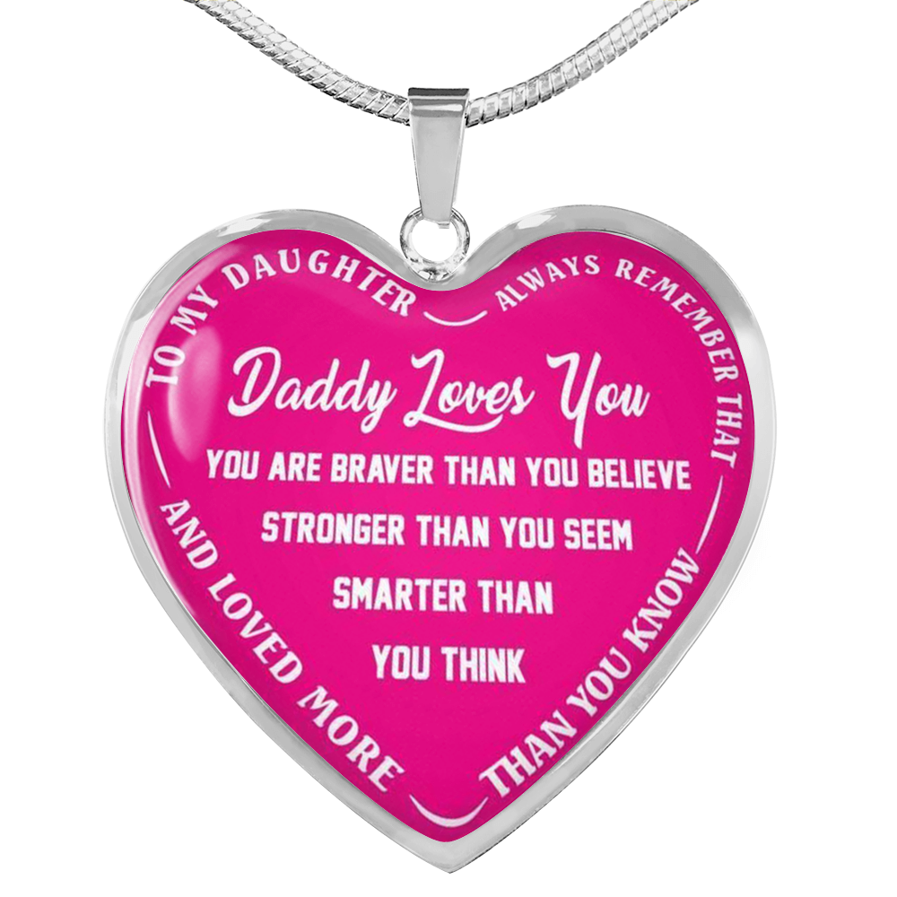 To My Daughter Love Dad Luxury Silver Necklace Birthday Graduation Gift for Kids