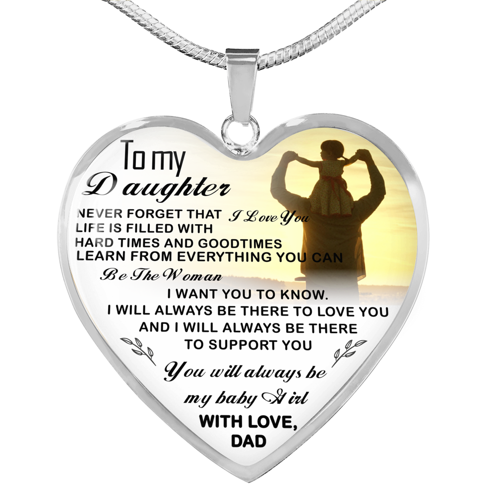 to My Daughter Necklace Heart - Father and Daughter Pendant Gifts from Daddy's