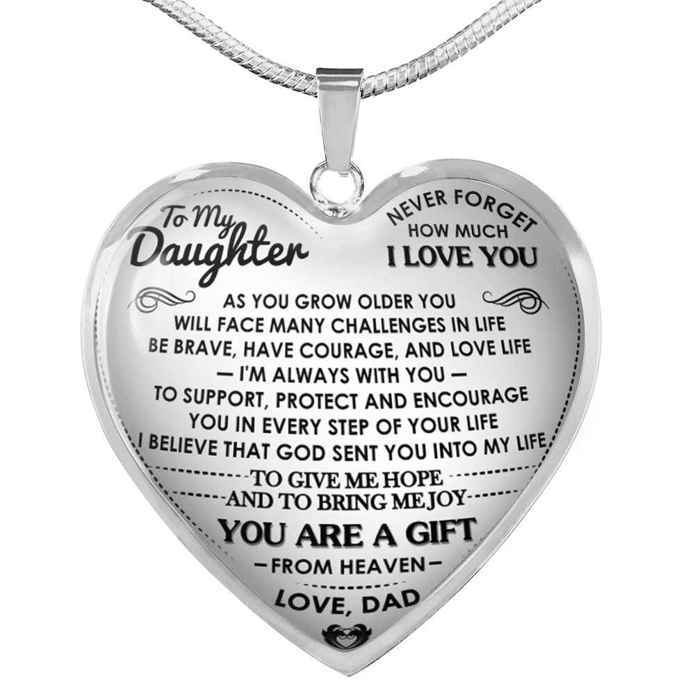 To My Daughter Heart Necklace - Father And Daughter Necklace - Gift From Daddy