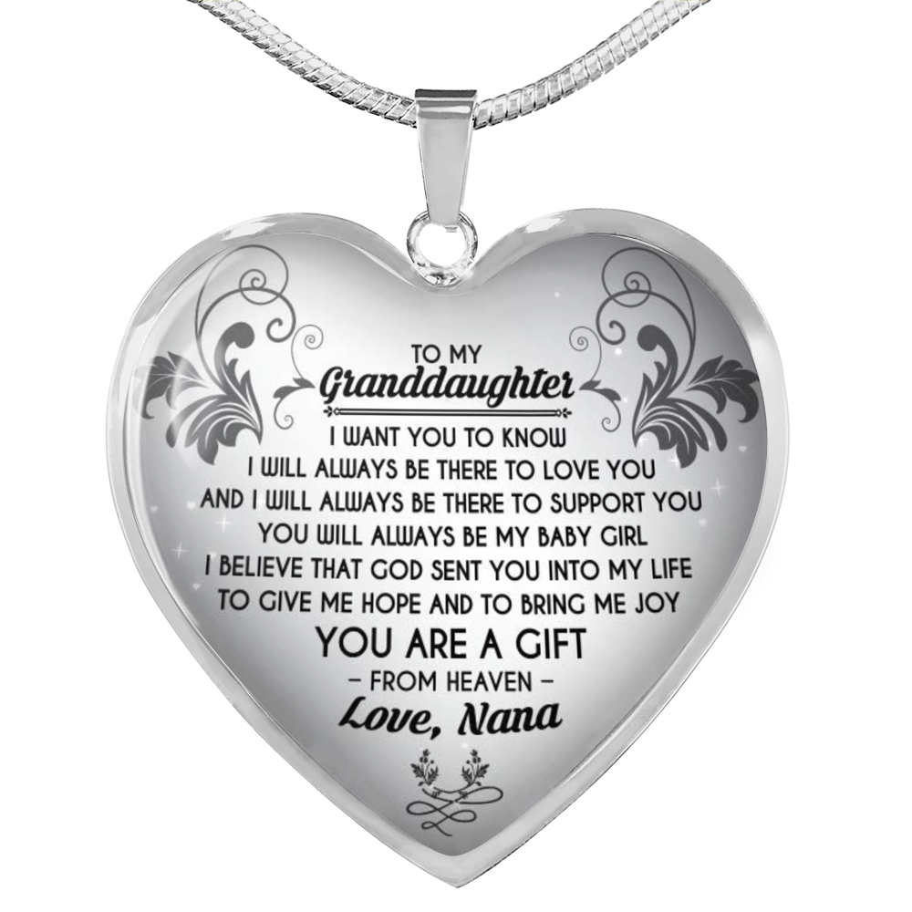 to My Granddaughter Love Nana - Silver Pendant Necklace