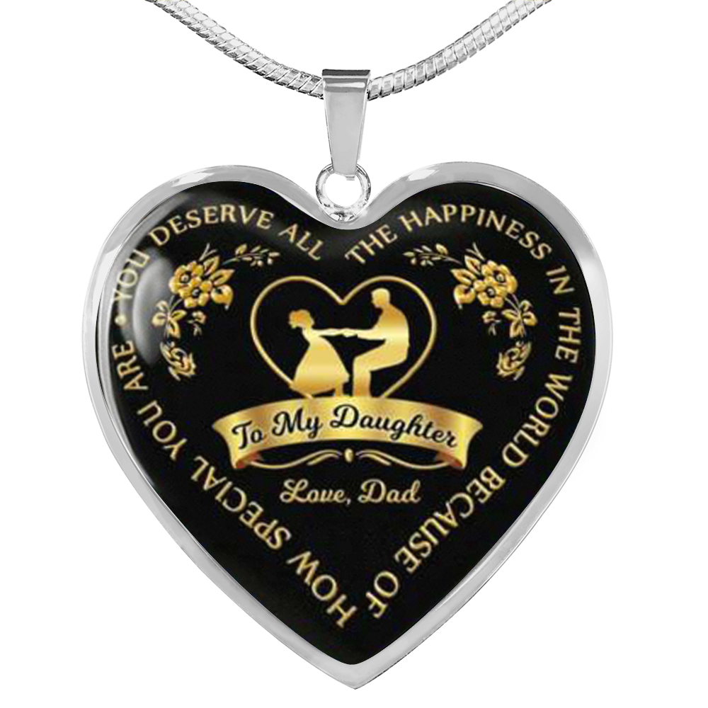 To My Daughter Necklace from Dad I Love You Quote Heart Gold Necklace Pendant