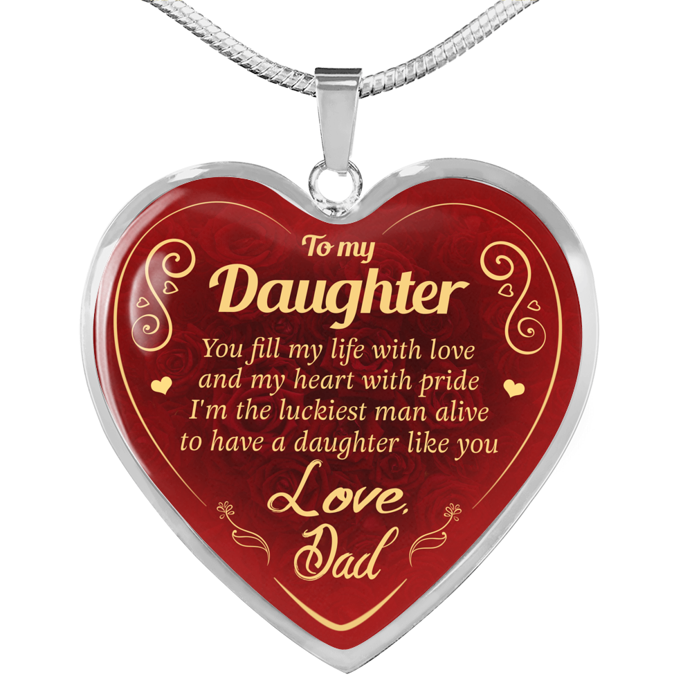 To My Daughter Heart Necklace - Love For My Daughter Gift From Daddy