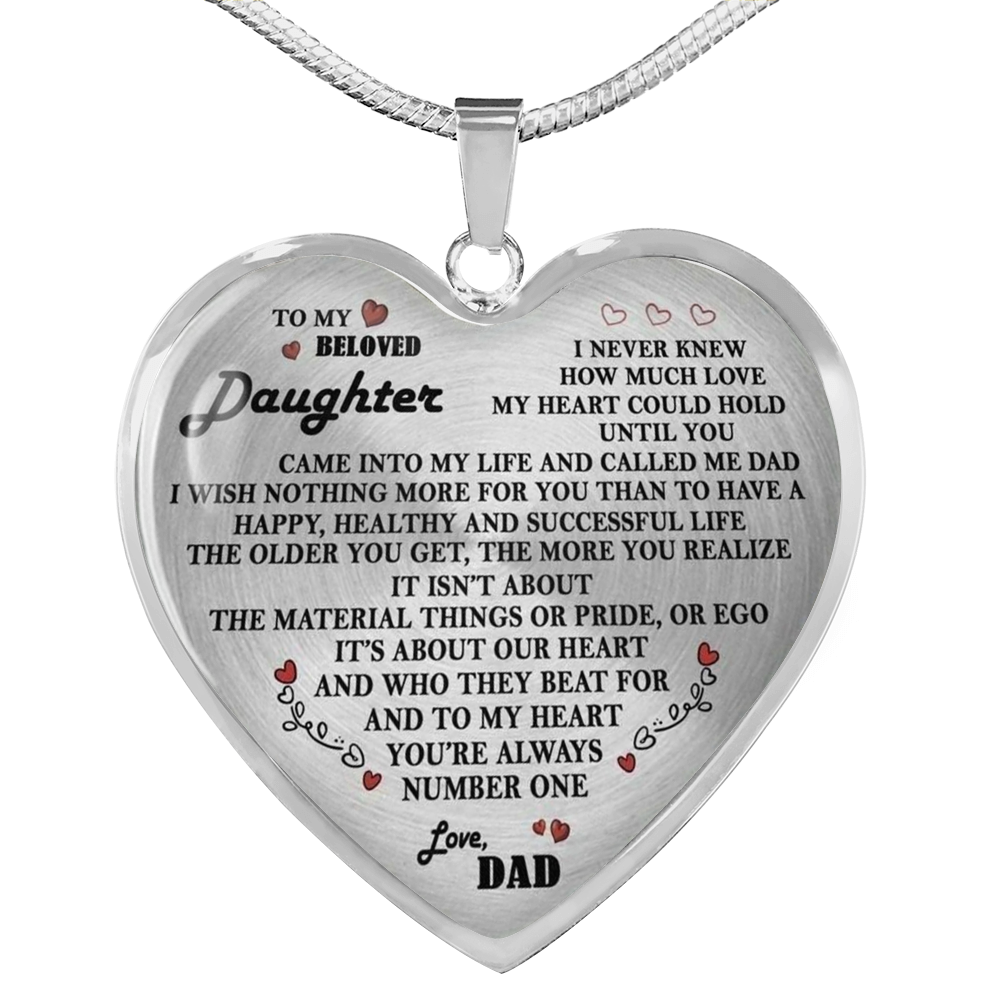 To My Daughter Necklace Heart - Father And Daughter Necklace Pendant Gift Idea