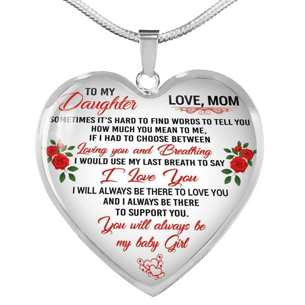 Mother And Daughter - To My Daughter Necklace Heart Pendant Gift From Mom