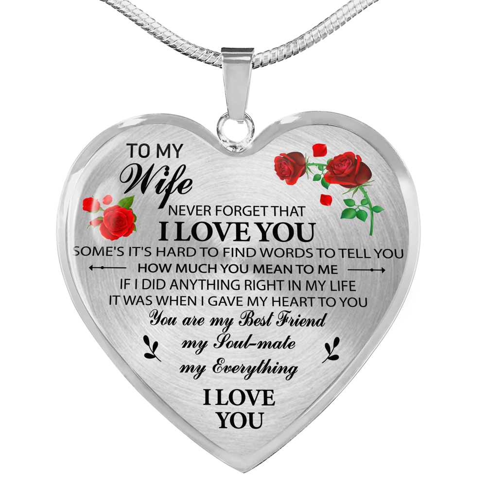 To My Wife Heart Necklace Pendant - Wife And Husband I Love You Gifts For Wife