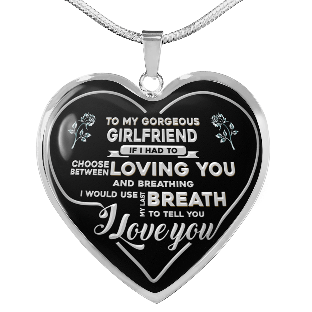 To my gorgeous girlfriend heart necklace - to my love - silver plated pendant