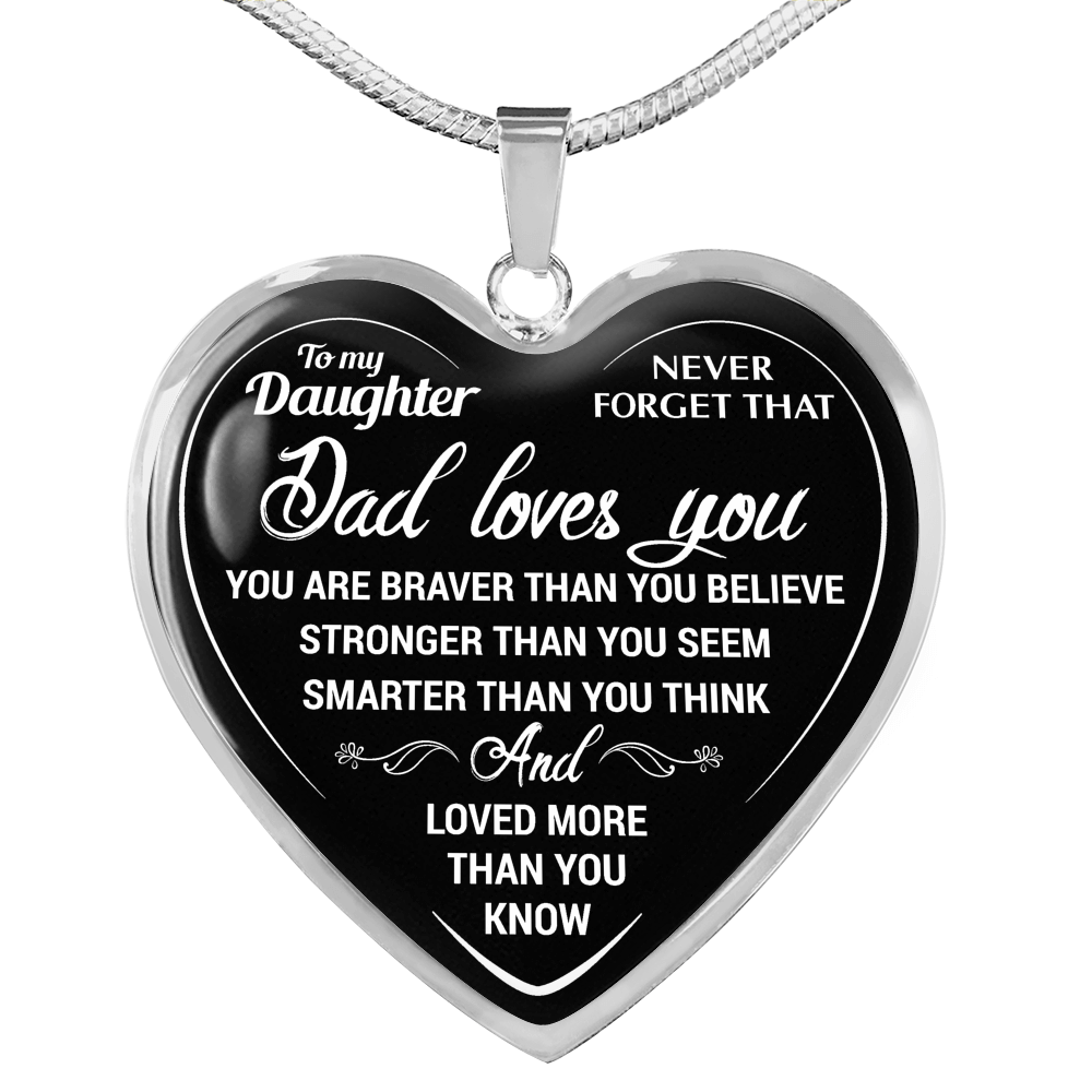 To My Daughter Dad Loves You Necklace Heart Pendant Luxury Gift For Little Girls