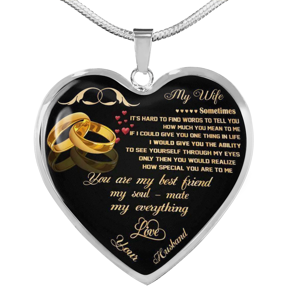 To my Wife Heart Pendant - From Husband - Anniversary/Wedding Gift for Her
