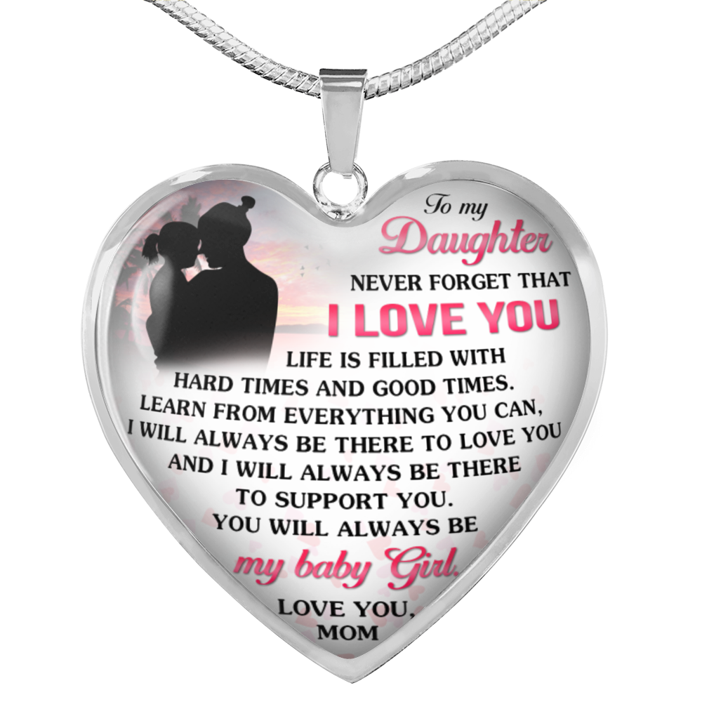 Vuvuzi Tee Daughter and Mom Necklace Heart - to My Daughter Love Mom Necklace