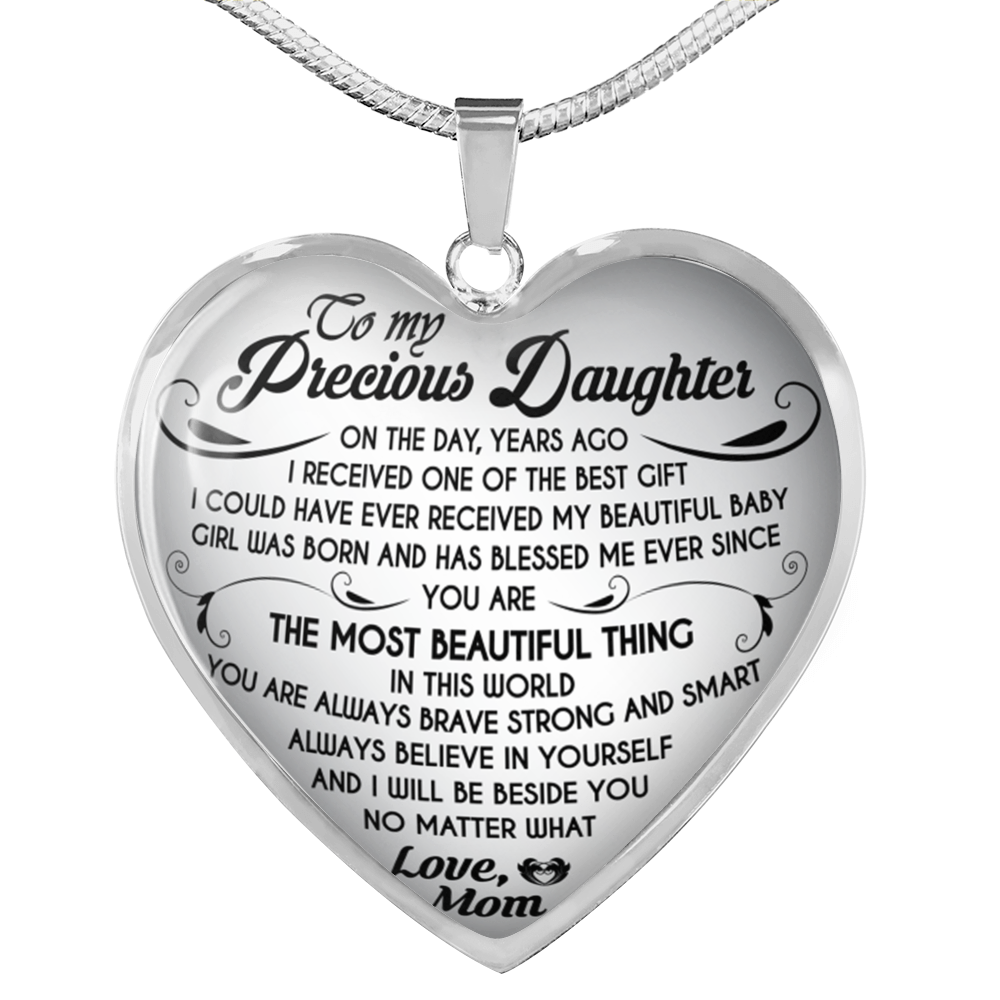 To My Daughter Necklace Heart From Mom - I love My Mom Birthday Necklace Gift