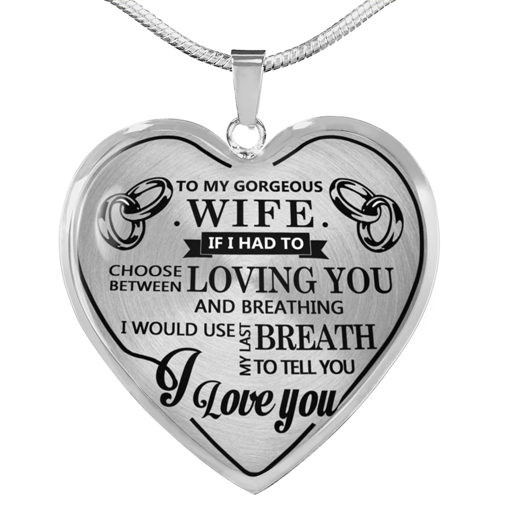To My Wife I Love You Husband Luxury Silver Necklace Birthday