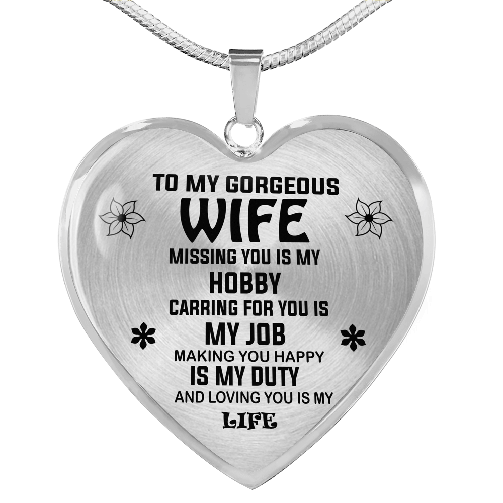 To My Wife Miss You Love Husband Luxury Heart Shape Necklace Gift Birthday
