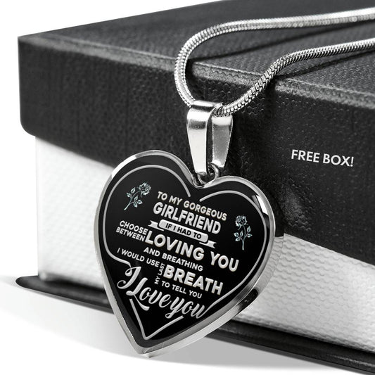 To my gorgeous girlfriend heart necklace - to my love - silver plated pendant