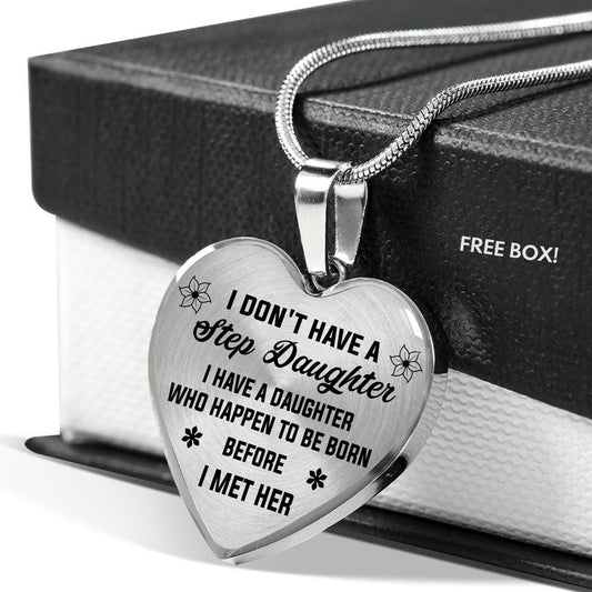 Love Step Daughter Gifts - Heart Necklace For Birthday Wedding