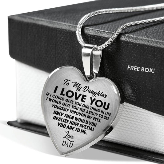 Father & Daughter Necklace - I Love You Daughter Heart Necklace