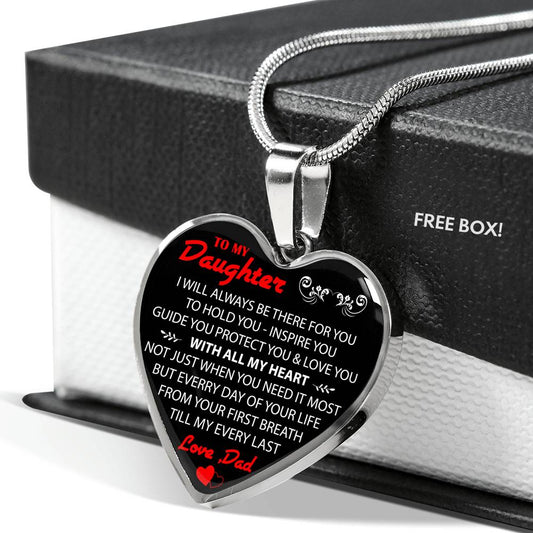 To My Daughter Love Dad - Father and Daughter Necklace Heart Gift from Daddy