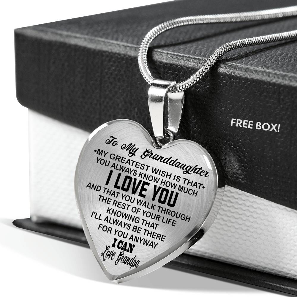 To My Granddaughter Love Dad - Heart Necklace Pendant From Grandpa