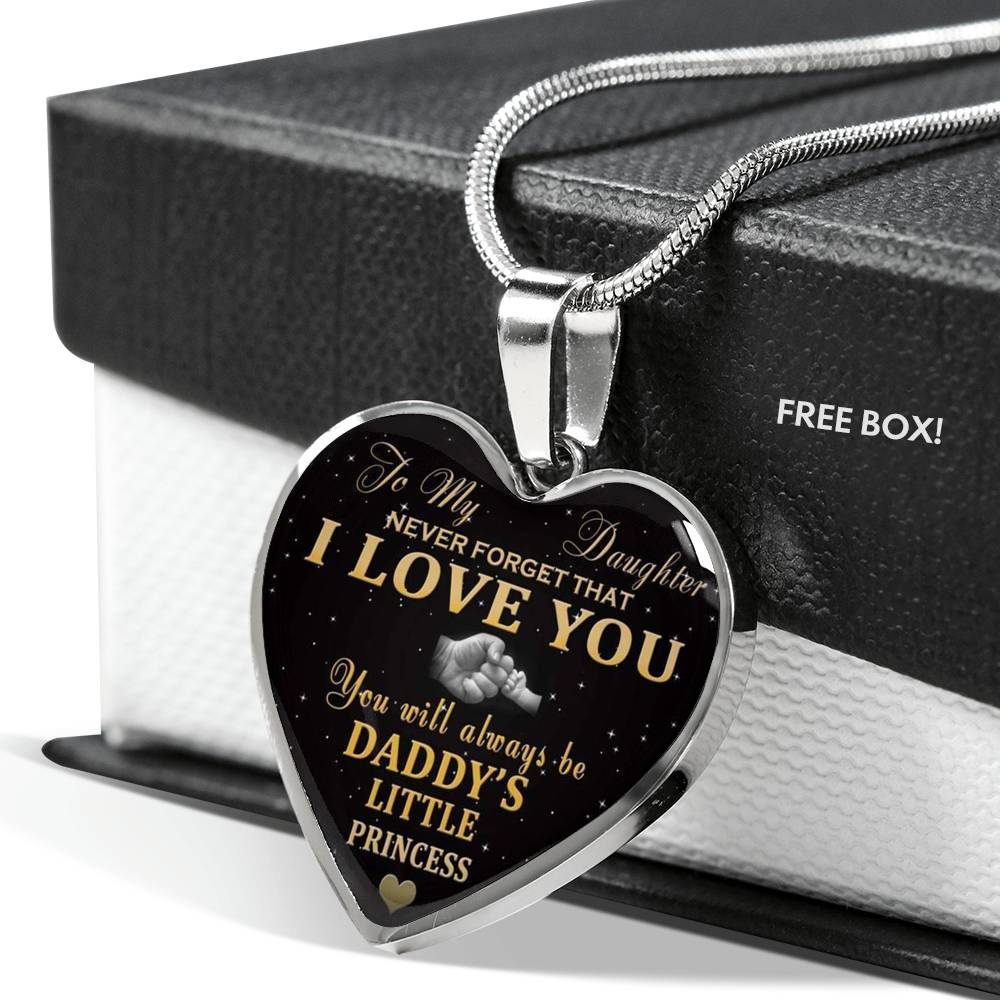 To My Daughter Heart Pendant Necklace - Daddy's Little Princess - from Father