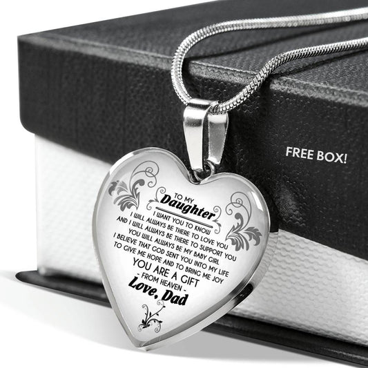 Father And Daughter Necklace Heart Pendant - To My Daughter Necklace Love Dad