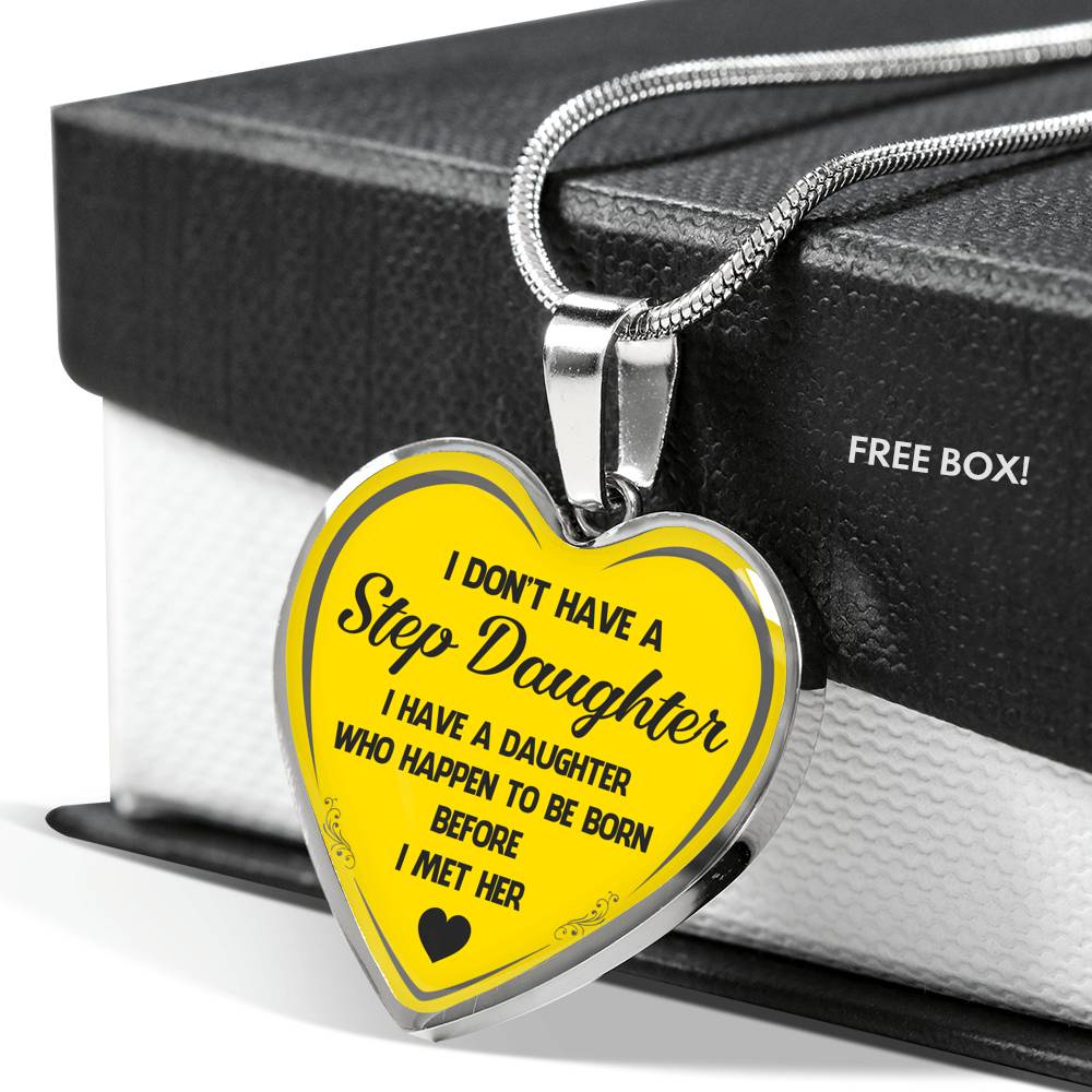 Love Step Daughter Gifts - Heart Necklace For Birthday Wedding