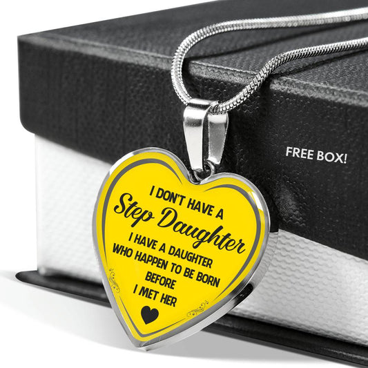 Love Step Daughter Gifts - Heart Necklace For Birthday Wedding