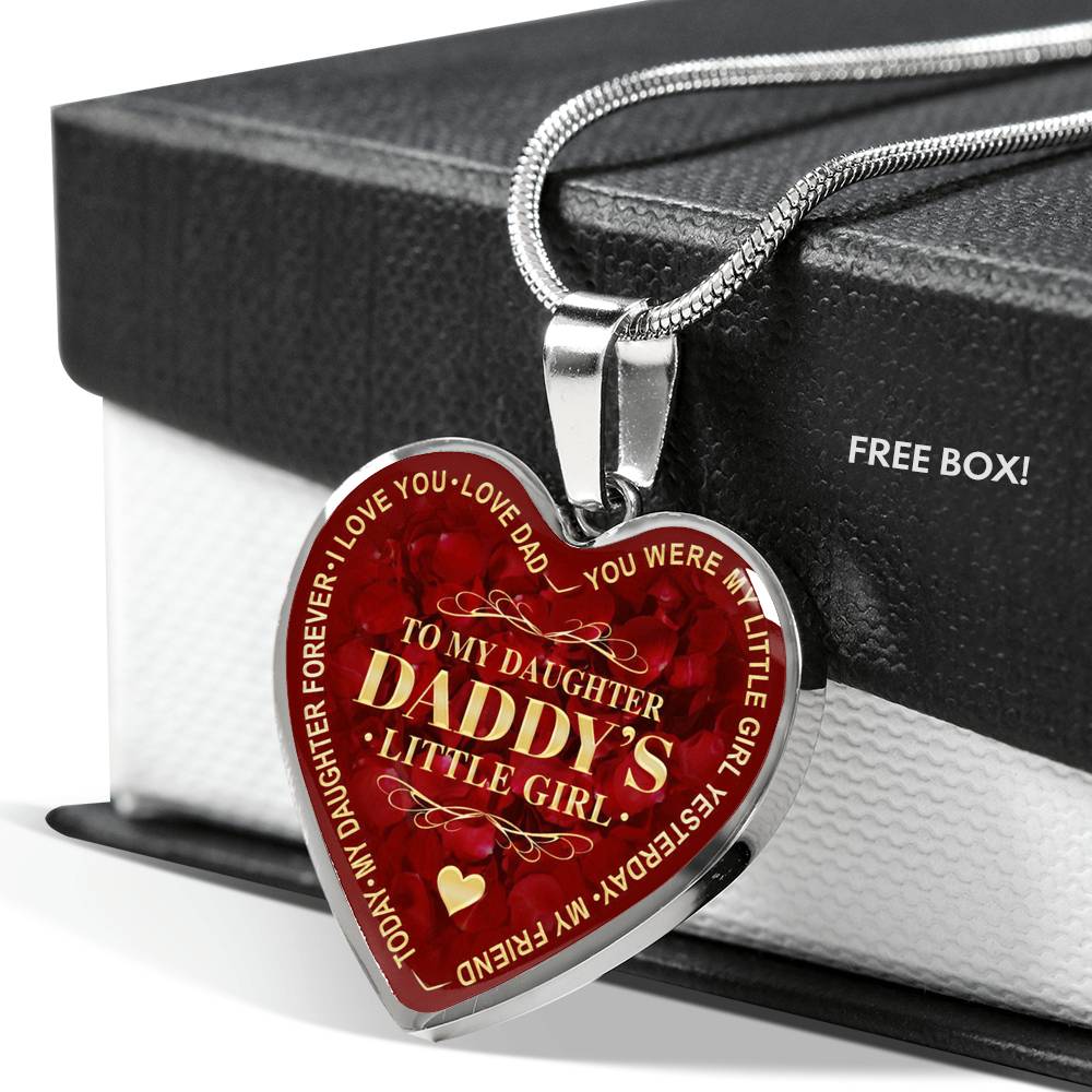To My Daughter Luxury Heart Necklace, Dad and Daughter Gift For Birthday Wedding
