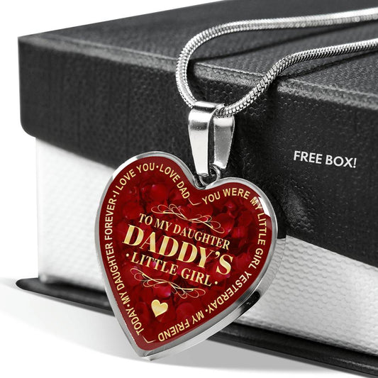 To My Daughter Luxury Heart Necklace, Dad and Daughter Gift For Birthday Wedding
