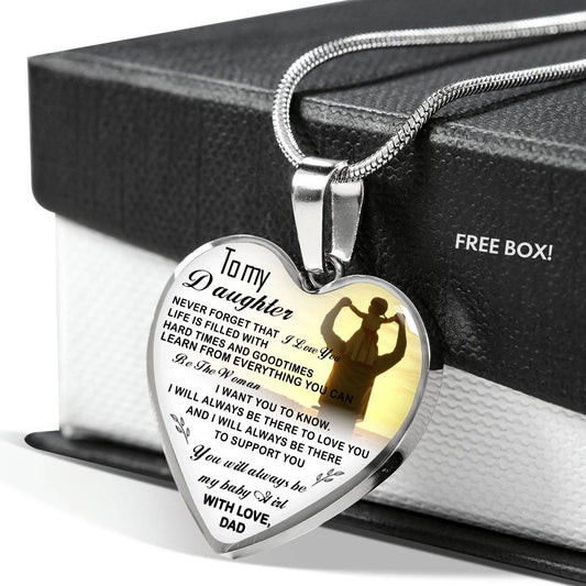 to My Daughter Necklace Heart - Father and Daughter Pendant Gifts from Daddy's