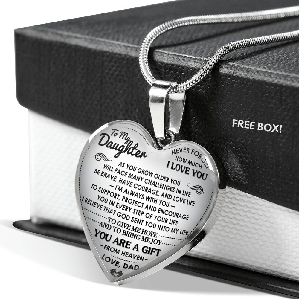 To My Daughter Heart Necklace - Father And Daughter Necklace - Gift From Daddy