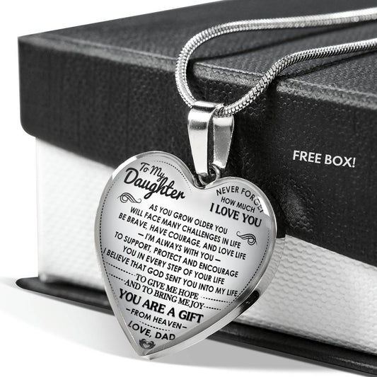To My Daughter Heart Necklace - Father And Daughter Necklace - Gift From Daddy