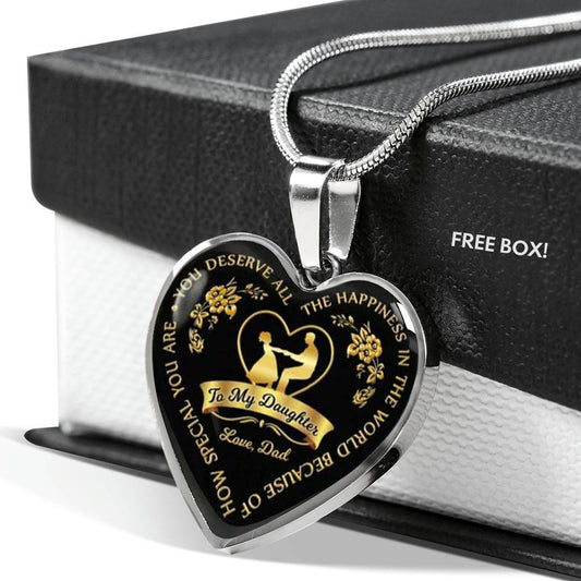 To My Daughter Necklace from Dad I Love You Quote Heart Gold Necklace Pendant