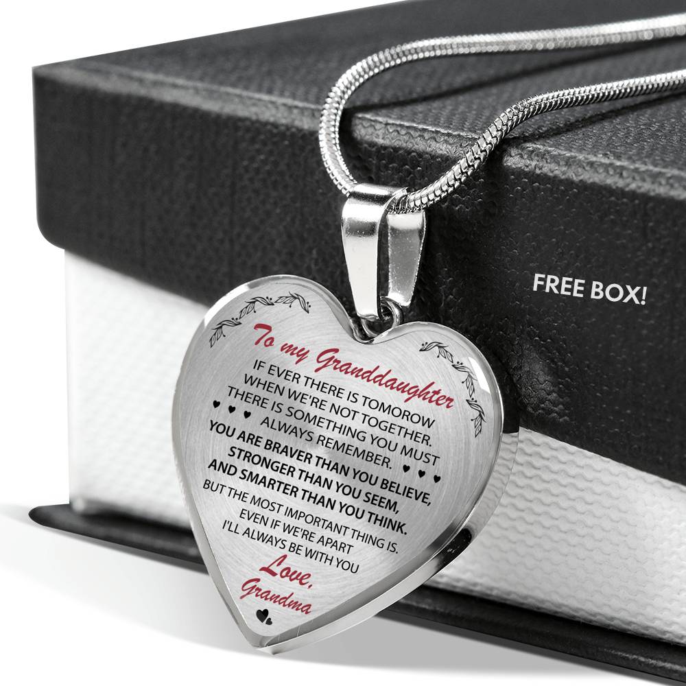 WOLMUG - to My Granddaughter If Ever There is Tomorrow Heart Necklace - Sliver Heart Pendant