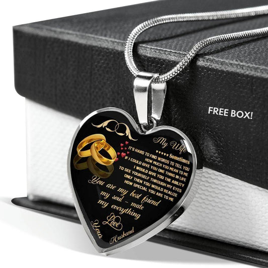 To my Wife Heart Pendant - From Husband - Anniversary/Wedding Gift for Her