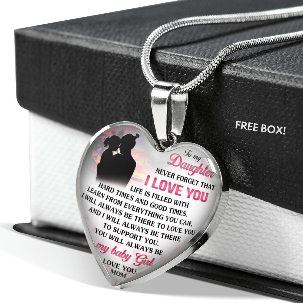 Vuvuzi Tee Daughter and Mom Necklace Heart - to My Daughter Love Mom Necklace