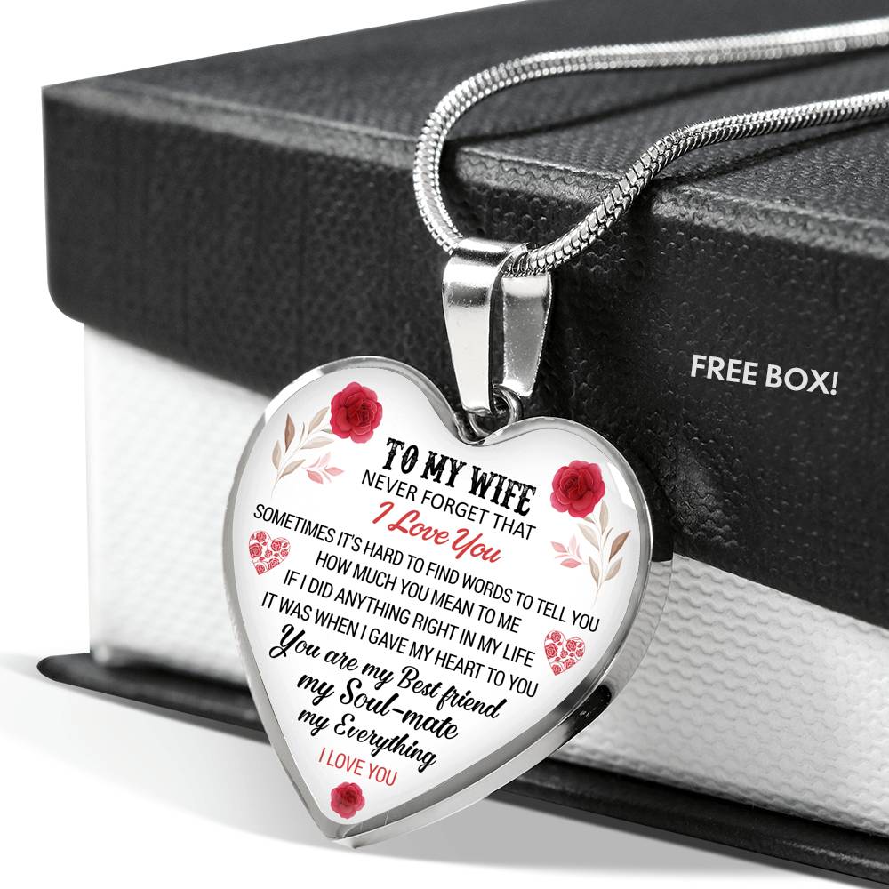 To My Wife Heart Necklace Pendant - Wife And Husband I Love You Gifts For Wife
