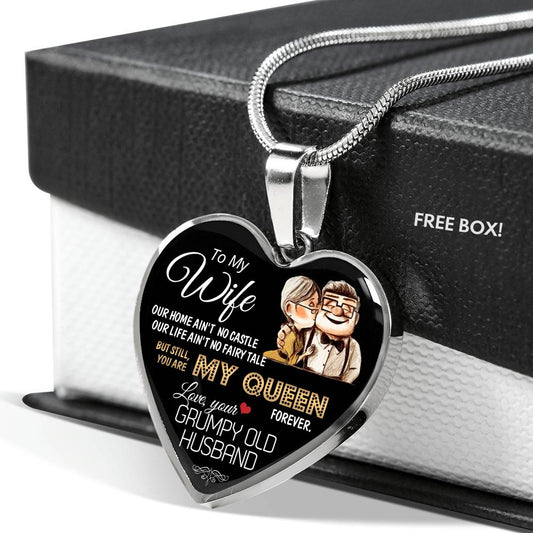 Premium Heart Necklace Anniversary Love Gift For Wife You're my Queen Forever
